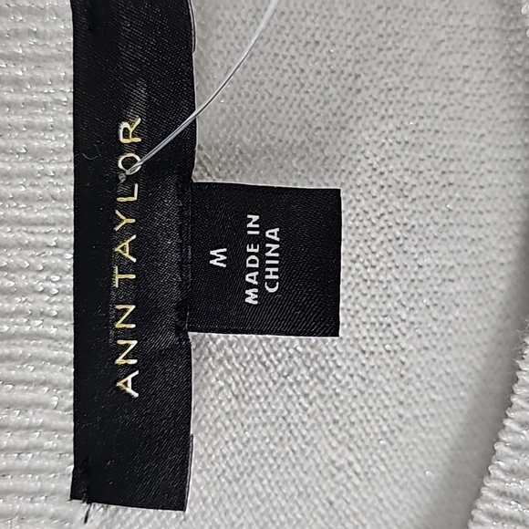 Ann Taylor Silver Metallic Button Front Sweater - Picture 3 of 10